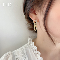 Korean fashion circle tassel High sense earrings female temperament earrings metal European and American earrings Net red 2021 New