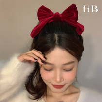 Christmas temperament red velvet three-dimensional bow clip headgear hairpin female autumn and winter top clip net red hairpin hair accessories