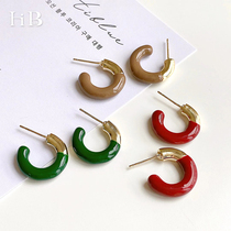 Light luxury advanced sense retro temperament earrings female autumn and winter 2021 New Tide method niche circle ring earrings