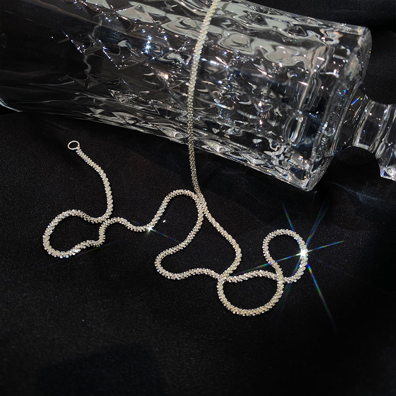 Main Picture - Full Body Sterling Silver 40Cmglittering Necklace 925 Sterling Silver female summer Light luxury Minority Prime chain No fading delicate temperament necklace Neck chain