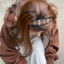 Retro lattice high skull top sponge headband female autumn and winter all-match go out wide-brimmed net red 2022 new headband