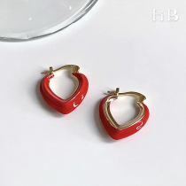 Blue Blue Red Love unique niche earrings female 2021 New Tide temperament Net red design ear ring