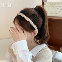 Sea blue blue Korean high-end twist chain headband female autumn and winter temperament net red 2022 new headwear headband