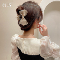 Korean Temperament Elegant Advanced Sensation Web Yarn Butterfly Knot Large Grab Clips Women Summer Temperament Head Accessories Hair Clip Shark Clip