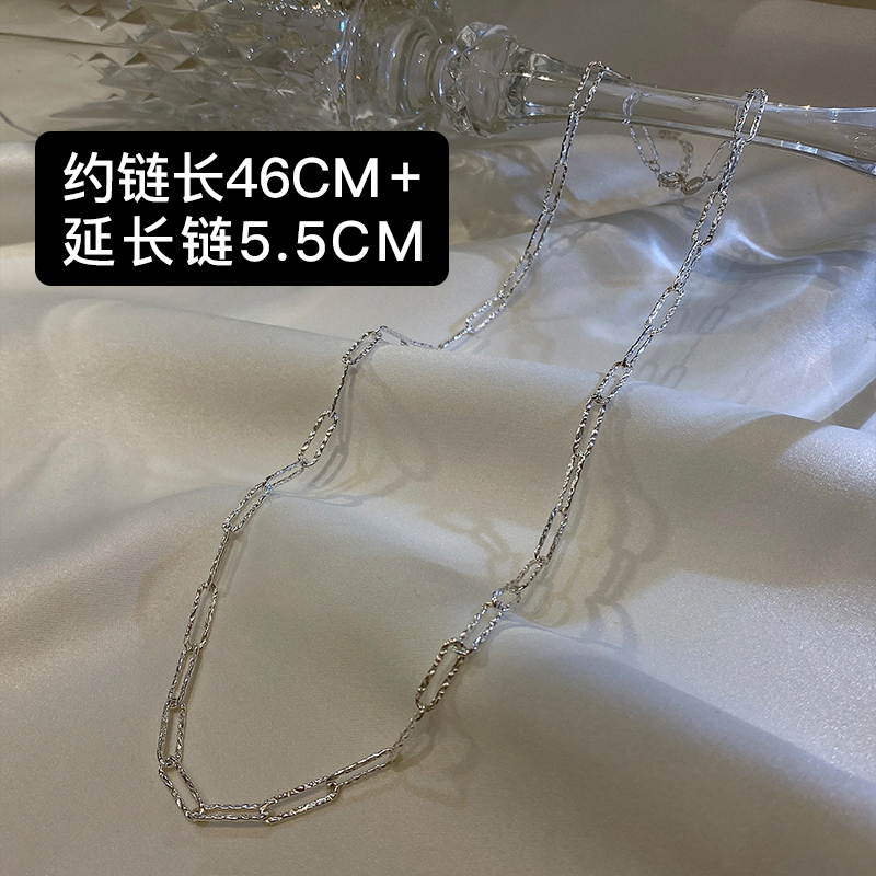 Che Hua Kou Character Necklaceglittering Necklace 925 Sterling Silver female summer Light luxury Minority Prime chain No fading delicate temperament necklace Neck chain