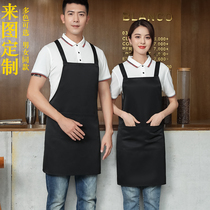 Catering-specific black apron with customized logo for hotel restaurant cafe mens waiter work clothes apron for women