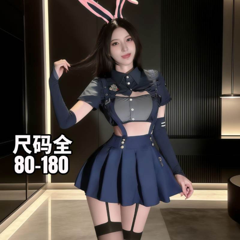 Plus Size Sexy Bunny Police Officer Uniform Set Role Play Cosplay Bunny Girl Zootopia Lingerie