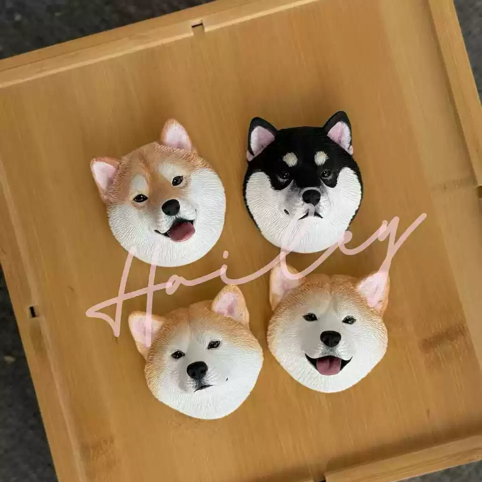 宠物头像纪念礼物柴犬秋田冰箱贴车载可爱石膏狗狗手绘定制