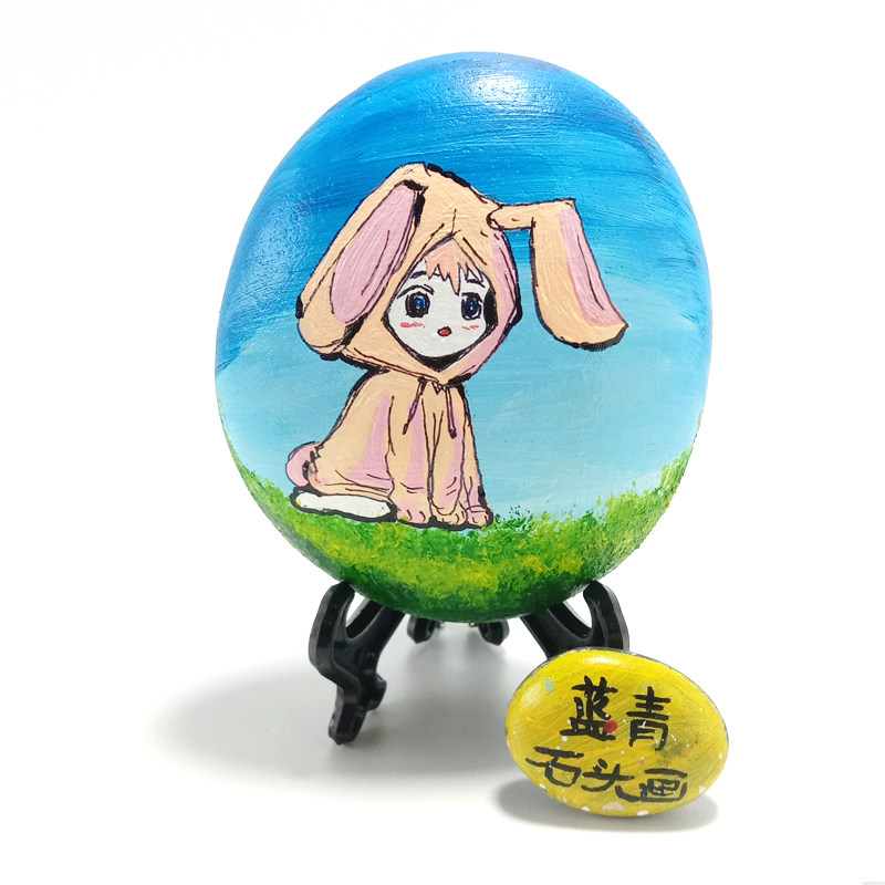 Children Stones Painting Wax Pen Small New Creative Color Painted Kindergarten Handmade Cartoon Adornment Hand Painted Birthday Present