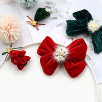 Children hairclip Christmas hair accessories velvet big bow snowflake hair ball hairclip girl top clip Christmas tree clip
