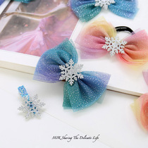 Childrens hair ornaments beautiful progressive yarn bow hairclip girl Hairband headwear snowflake hairclip student head rope