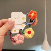 2020 autumn and winter handmade hair accessories cute wool flower hair ball childrens head rope girls tie hair Hairband