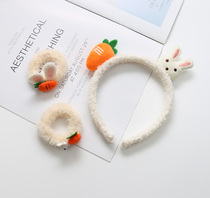 2021 Winter plush rabbit radish childrens rubber band girl hair hoop Korean version girl hair hair accessories headband head rope