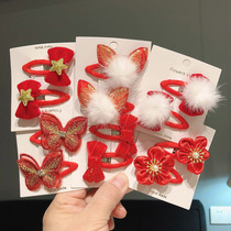Children hairclip cute big red baby bbclip Chinese New Year hair jewelry girl headgear New year gift does not hurt hair clip