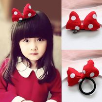 Childrens hair accessories three-dimensional cotton filling big red Minnie bow girl hairclip girl leather band Hairband Korean wind head rope