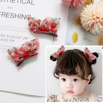 Childrens hair accessories cute cherry yarn three-dimensional bow clip girl hairclip Korean style boutique baby headdress