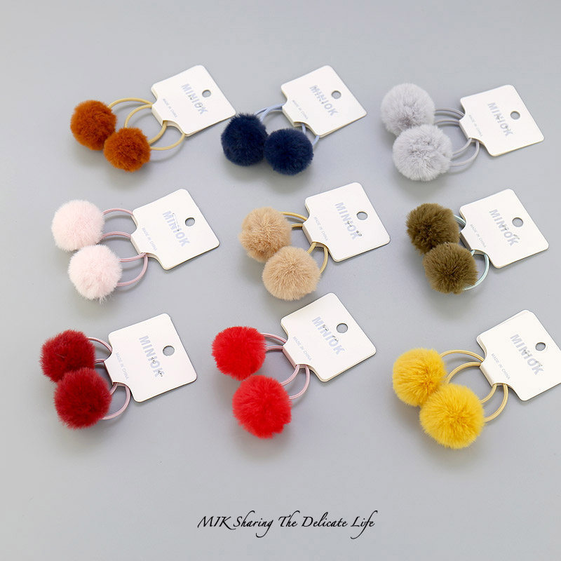 Leather Fascia Children Cute Hair Balls Children Hair Circles A Girl's Head Accessories Headwear Baby Hair Circles Little Rind Not Hurt