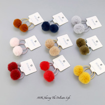 Leather band children cute hair ball children Hairband a pair of girls headgear baby Hairband small rubber band does not hurt hair