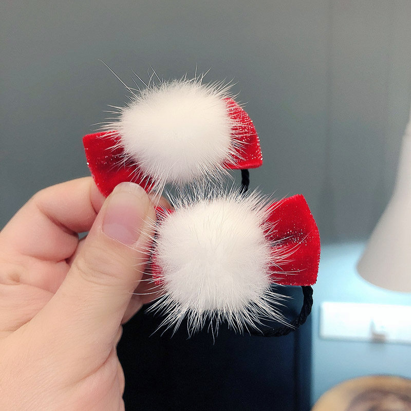 Ishikawa impression boutique handmade hair accessories Hair ball velvet bow children's hair ring A pair of baby hair ring hair accessories