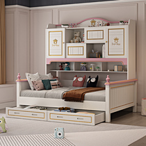 Childrens bed wardrobe bed integrated space-saving small apartment solid wood American light luxury teenage boys and girls single bed