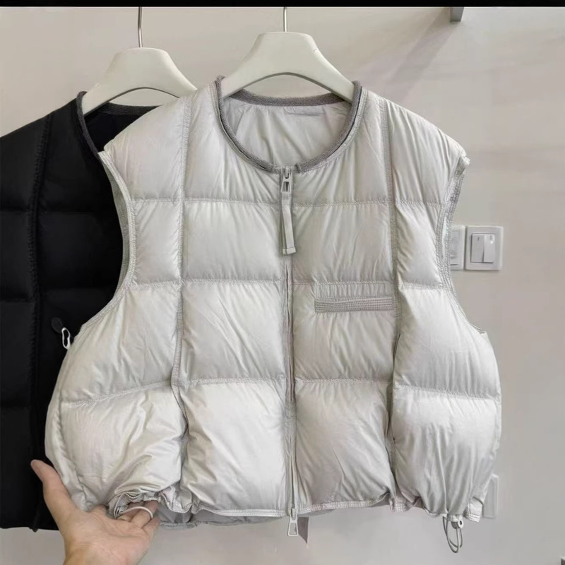 Cross-Border Autumn and Winter New Style down Jacket Vest for Women, Loose Casual Korean Style College Style Sleeveless Vest Warm Coat Trendy