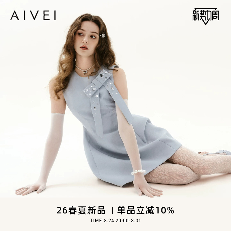 [Same Style as Xu Rulan] Aivei Xinhe Aiwei 2026 Spring/Summer Bowknot Sleeveless Dress Xsv1L01S