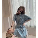 Летнее джинсовое платье для отдыха, наряд маленькой принцессы, приталенная юбка, дизайнерский корсет, коллекция 2021, французский стиль