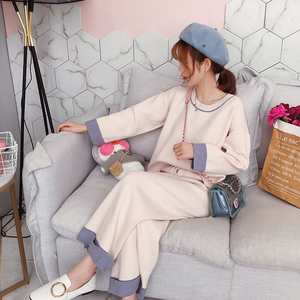 Hàn quốc phiên bản của đơn giản tính khí phụ nữ dệt kim phù hợp với 2018 mùa thu mới Hồng Kông hương vị retro áo len hai mảnh nữ sinh viên