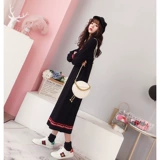 Приятное телу осеннее шерстяное платье, трикотажное платье, высокий воротник, 2019, оверсайз, свободный крой