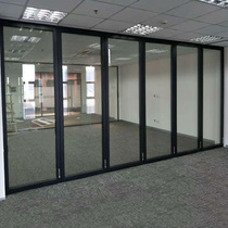 Factory-made direct sales hotel shopping mall office hanging transparent glass movable partition wall mobile folding door