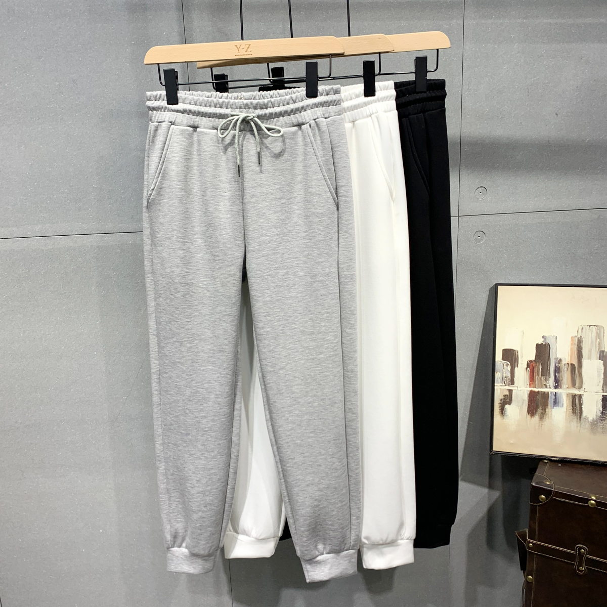 2023 tide casual beam foot gray pants male Young men's sports trousers tide