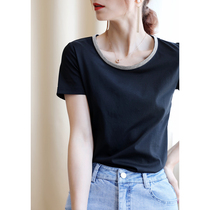 Mercerized cotton short sleeve T-shirt female thin 2021 summer new Korean loose slim short cotton foreign style top
