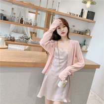 Ice silk knitted cardigan womens spring and autumn 2021 New Korean version of loose shawl sunscreen coat with thin long sleeve jacket