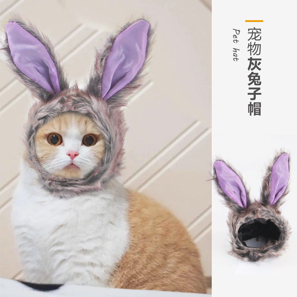Cat Funny Rabbit Headgear Wig Transformation Pet Hat Muppet Beauty Short British Short Headdress Rabbit Ears Jewelry