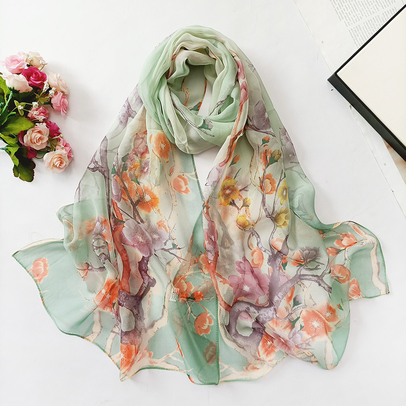 Hangzhou Silk Summer Fashion Hot-Selling Georgette Sunscreen Scarf Beach Scarf Long Women's Decorative Thin Silk Scarf Hangzhou Silk Summer Fashion Hot-Selling Georgette Sunscreen Scarf Beach Scarf Long Women's Decorative Thin Silk Scarf