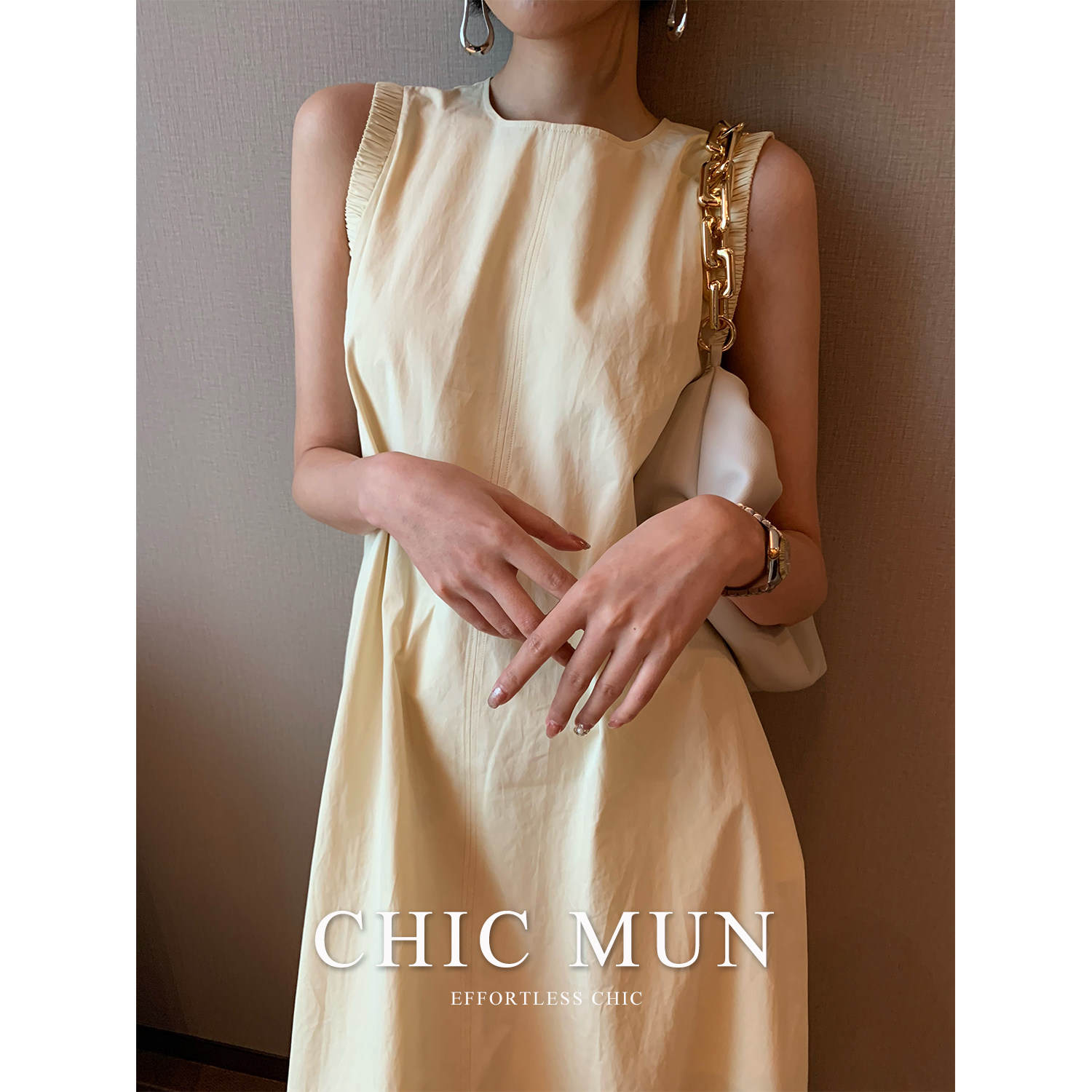 Eel MUN tip goods 120s knock fine horse cotton A-type large swing sleeveless temperament dress women's summer in the long version loose