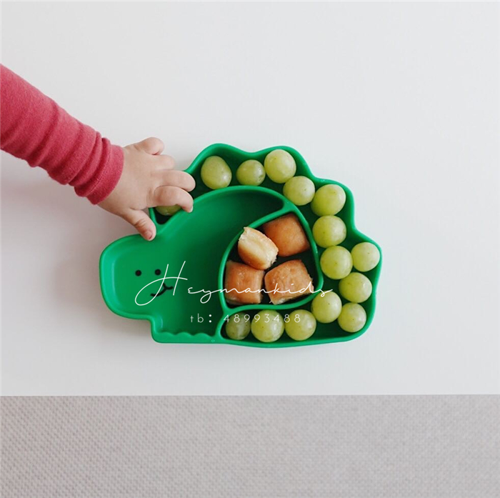 heymankids | American Children Cartoon Dinosaur Silicone Sucker Dinner Plate Baby Tableware Anti-overturning Recommendation