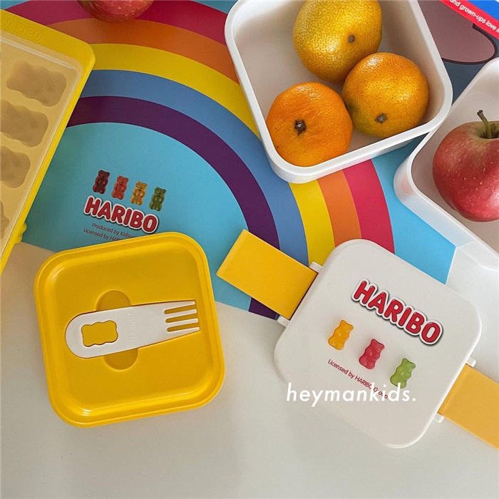 heymankids | Korea Haribo gummy bear double bento box children cartoon lunch box meal mat