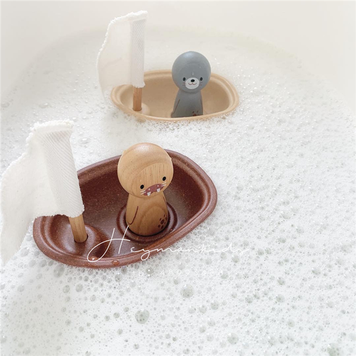 heymankids｜Thailand plantoys animal sailing wooden children's baby bathing and playing water floating toys