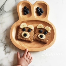 heymankids Pre-set｜Japanese childrens animal graphics natural wooden dinner plate Cute baby tableware