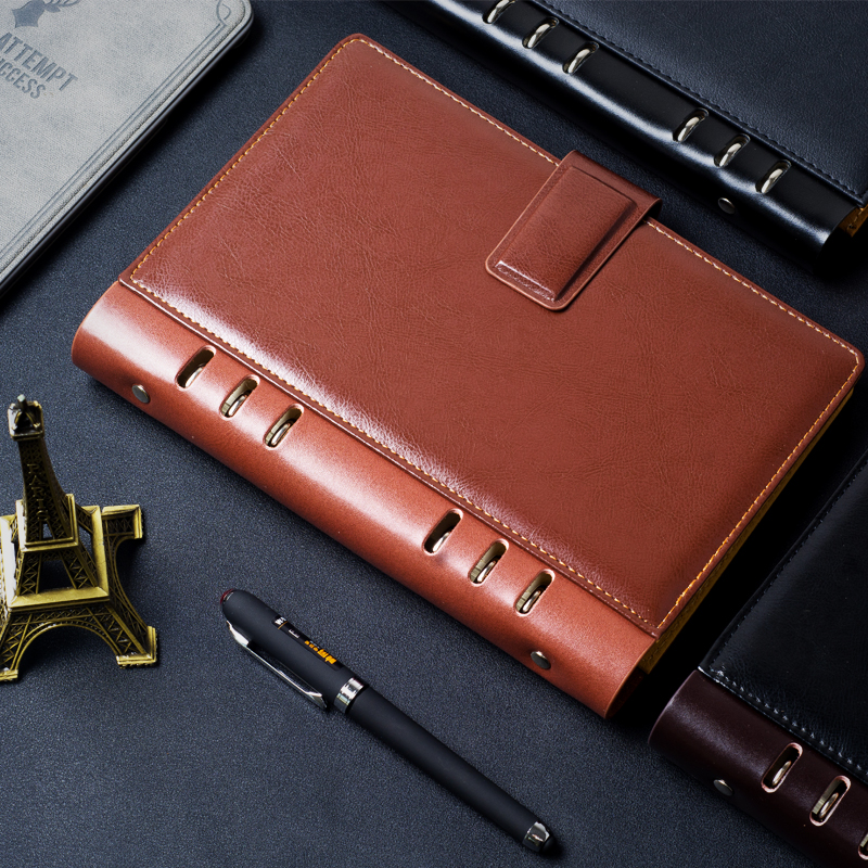 Bull Leather Hand Feel Business Loose-leaf Notepad Loose Leaf Bending Book Notebook Notebooks Notebook notebooks This sub-custom logo inner-page office manual writing loose-leaf This enterprise purchasing wholesale
