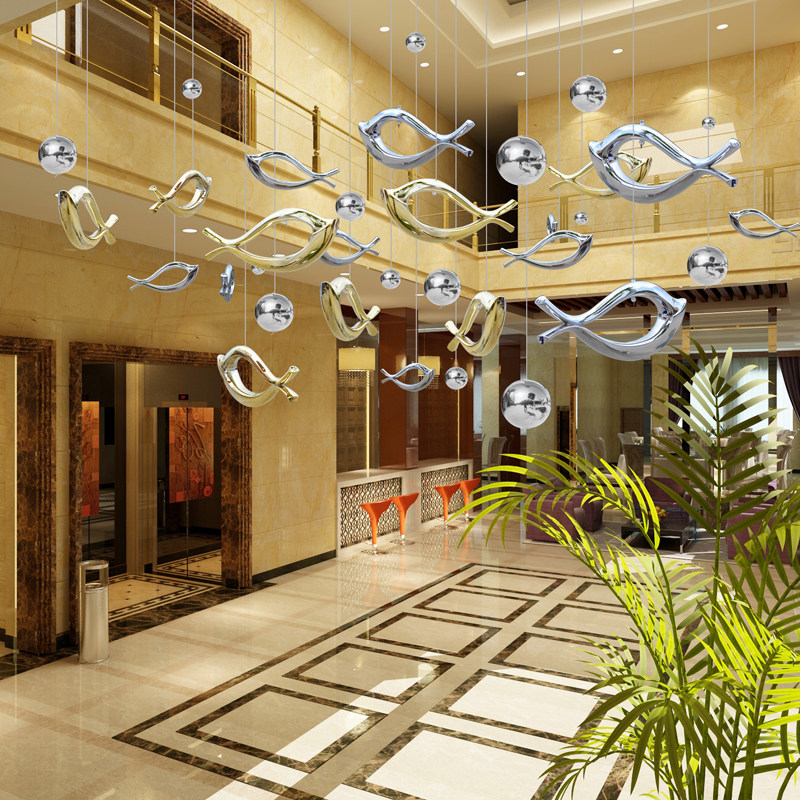 Creative Aerial Chanting Beauty Chen Mall Middle Court Hanging Accessories Wedding shop Shop Window Decoration Props Arrangement Curtain decoration Plated Fish