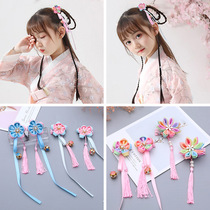 Children hairclip girl tassel step shake hair accessories Chinese style ribbon Costume Princess handmade retro Hanfu headdress