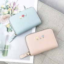 Cute card bag women small slim 2021 new multi-card slot card holder mini embroidered drivers license coin purse all in one