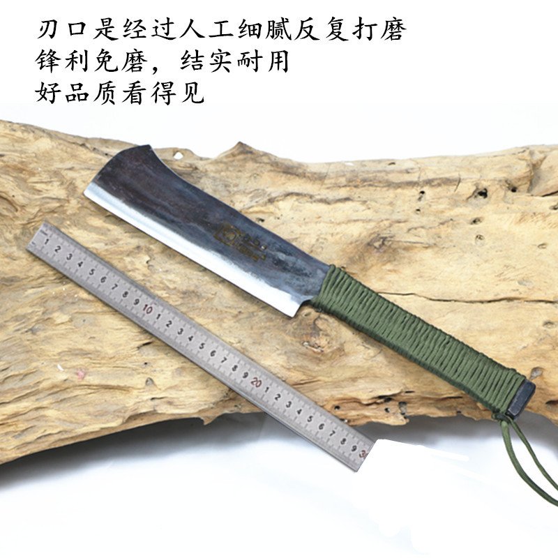 Old farmer's sickle wood knife Yangjiang outdoor knife Hand forged spring steel mowing knife Tree cutting knife Bamboo knife