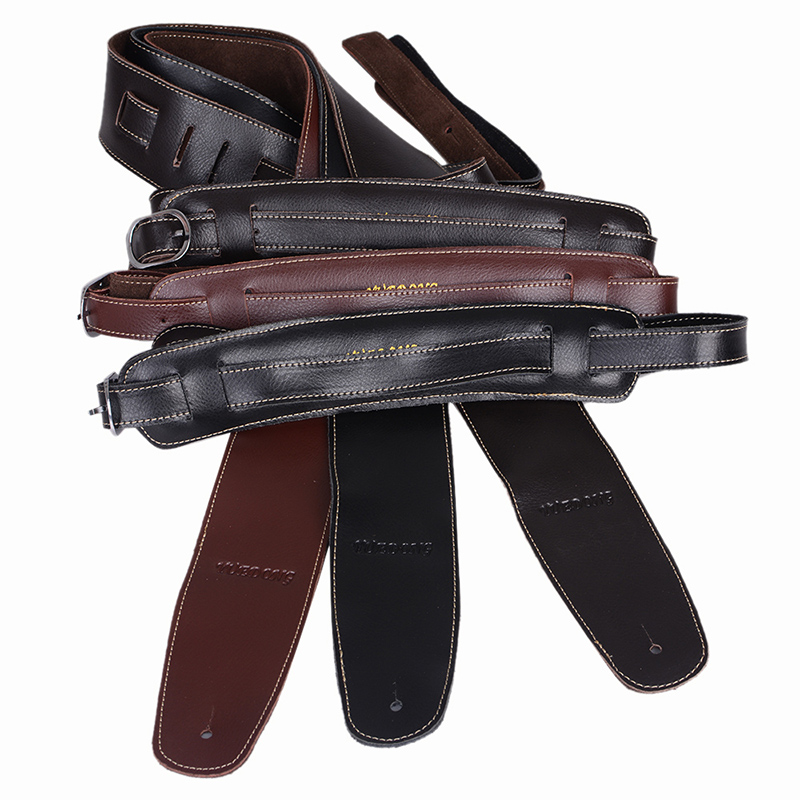 Thickened Widened Guitar Harness Bull Leather Electric Guitar Electric Bass bass ballad single shoulder strap genuine leather instrument harness-Taobao