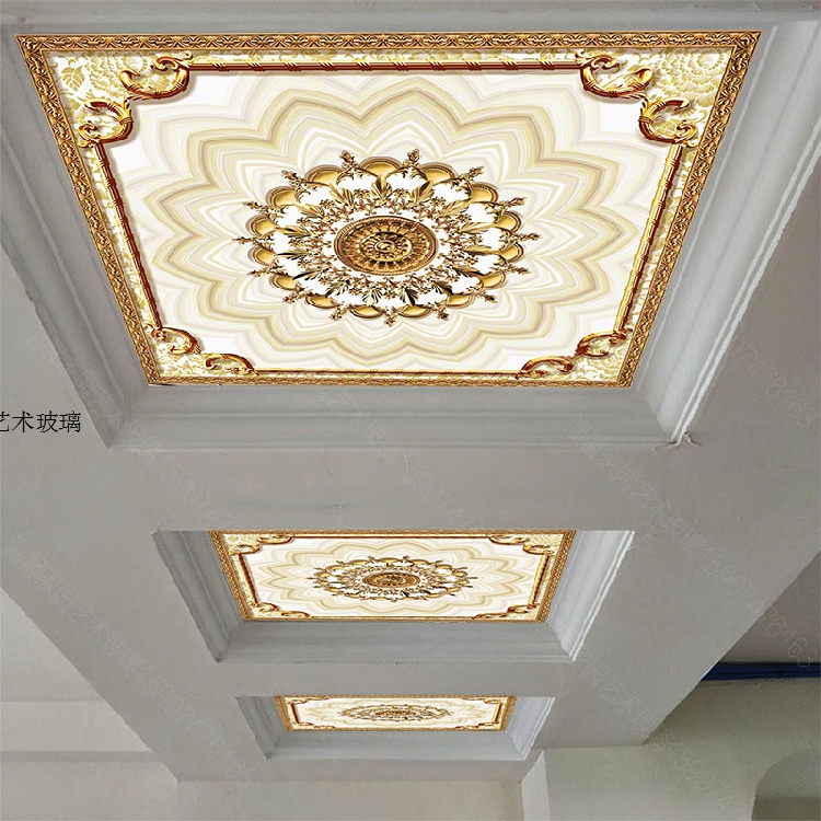 New ceiling ceiling glass corridor tempered aisle Dining room decoration entrance screen Modern European light transmittance Jane Love