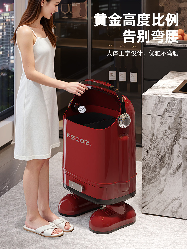 Luxury Kitchen Trash Can for Home Use, with Lid, Large Capacity, Tall Design, Double-Layer Dry and Wet Separation, Large Size