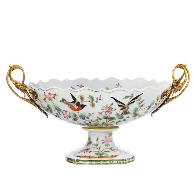 European and American style pure copper fruit tray French style living room tea paper towels box luxurious villa fireplace Fireplace Genguan Table Vase Hem