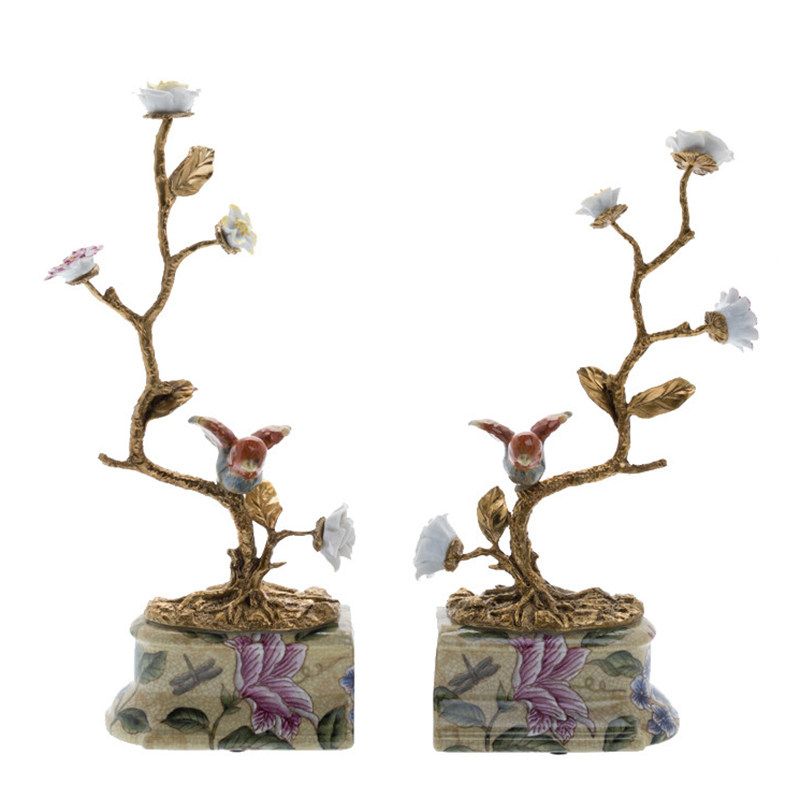 American luxury bookcase European-style Classical Home Soft decorations French style bookcase Office Book stand Bronze Porcelain Pendulum